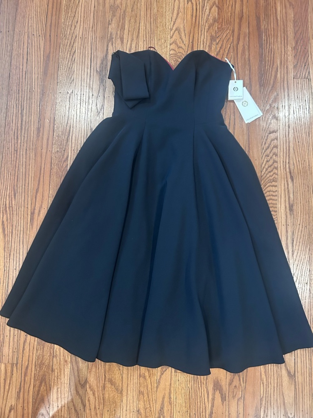 Sara Battaglia Black Strapless Fit & Flare Dress Gown - size 8/10